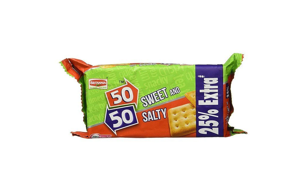 BRITANNIA 50-50 SWEET AND SALTY BISCUITS 62G (3 FOR £1)