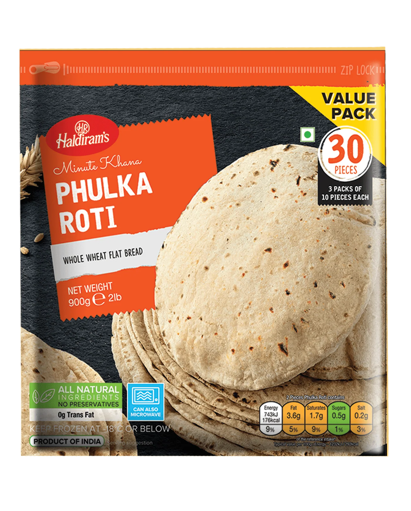 HALDIRAMS FROZEN VALUE PACK PHULKA ROTI 900G