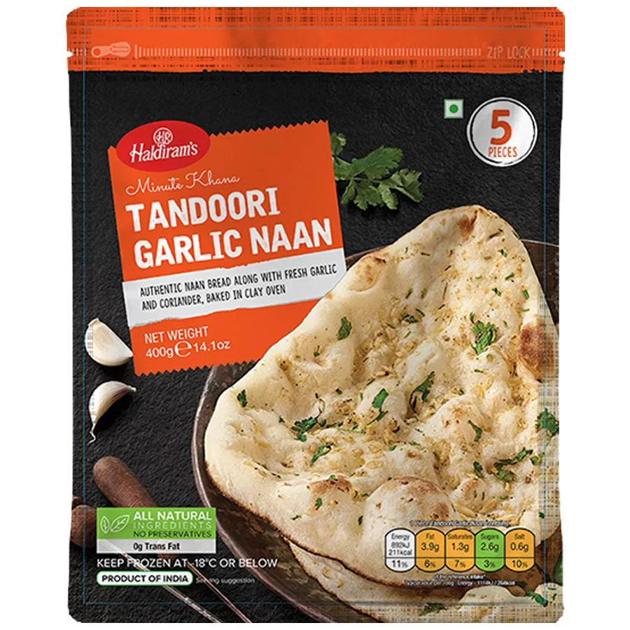HALDIRAMS FROZEN TANDOORI GARLIC NAAN 400G