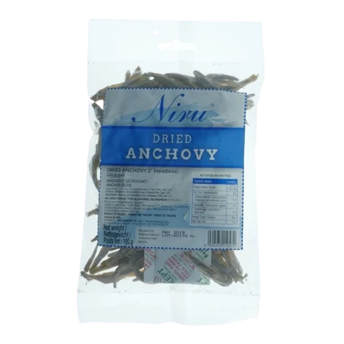 NIRU DRIED ANCHOVY (HEADLESS) FISH - 100G - WHOLE