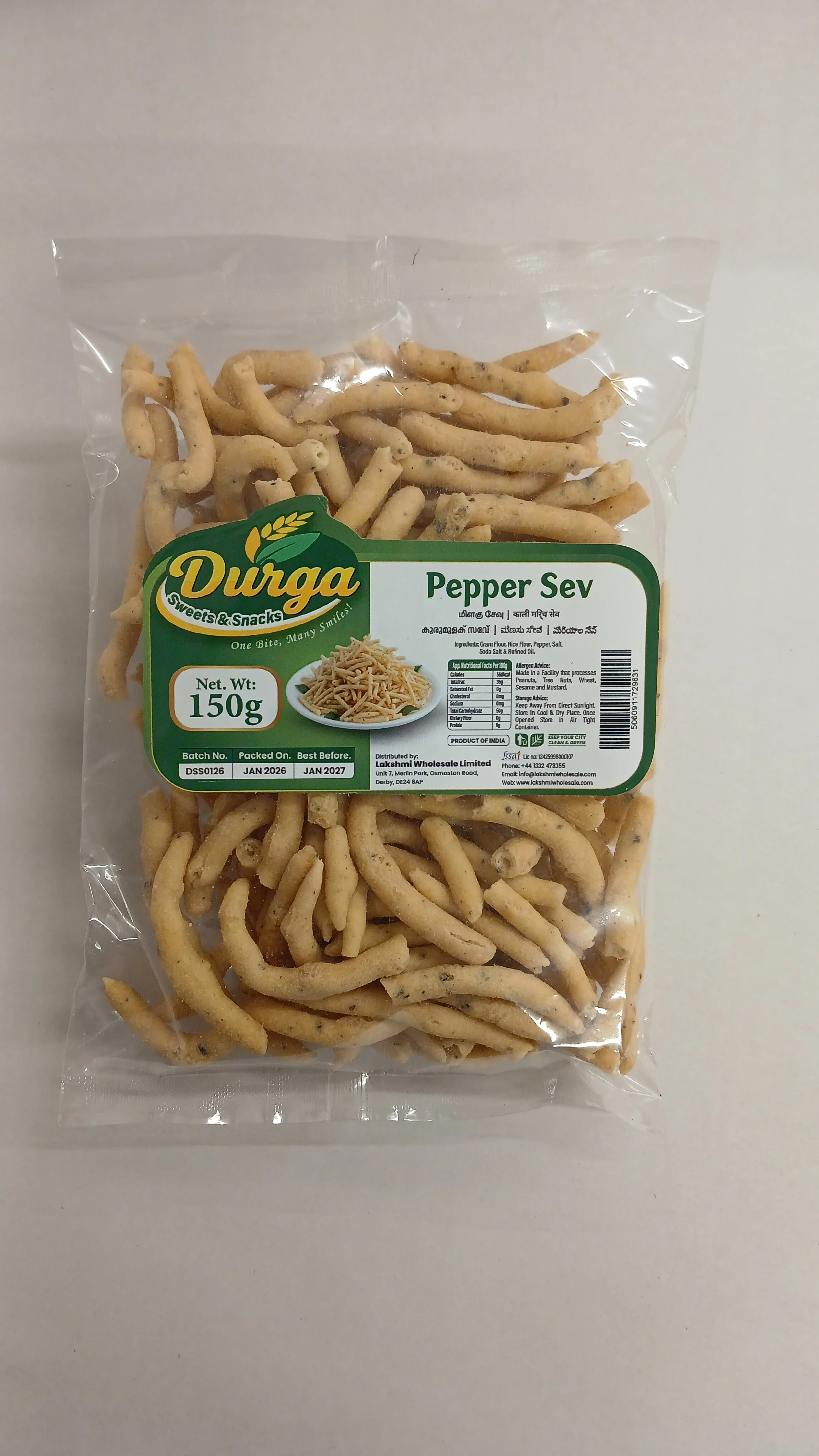 DURGA SWEETS & SNACKS PEPPER SEV 150G