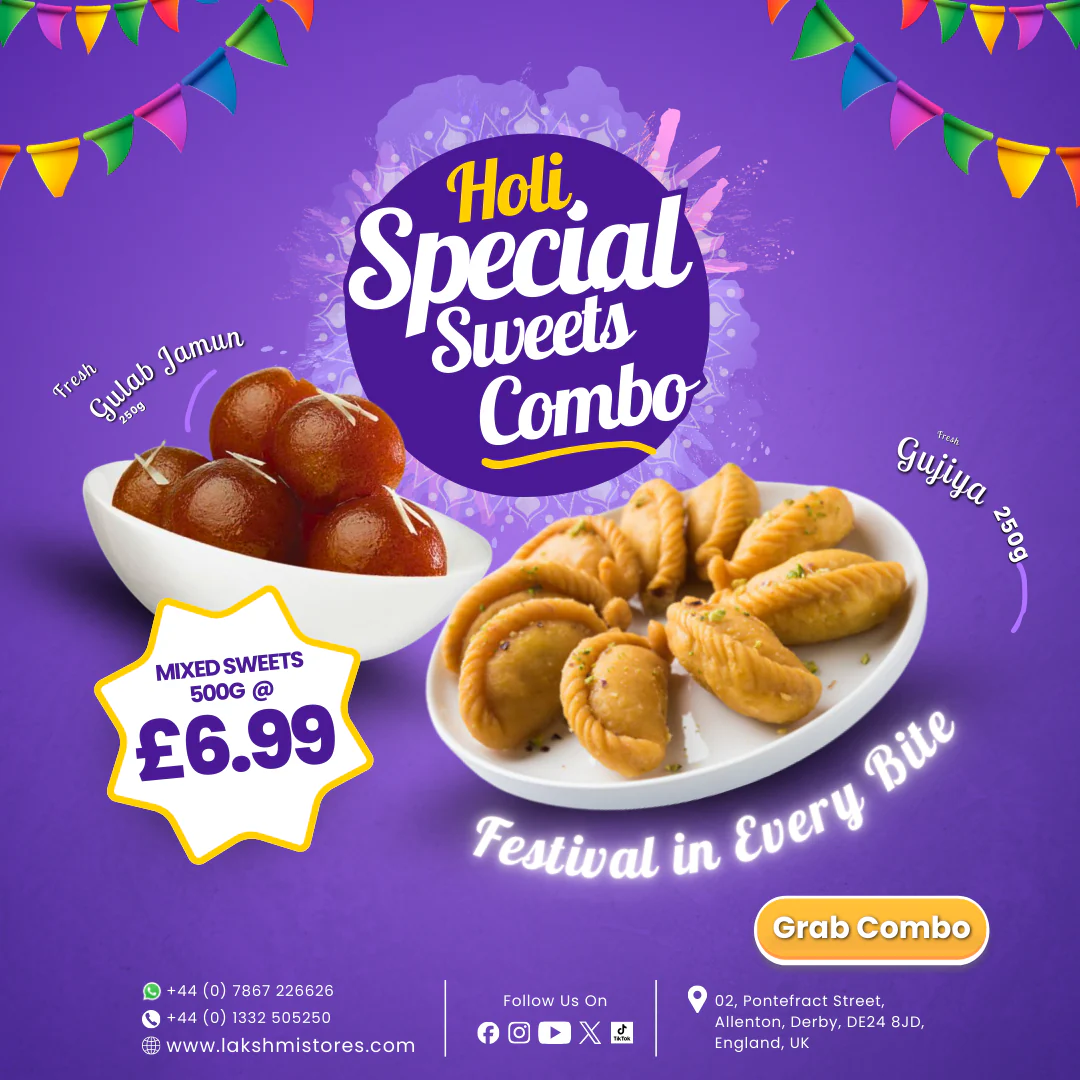 FRESH SWEETS (GUJYA 250G + GULAB JAMUN 250G) - HOLI SPECIAL