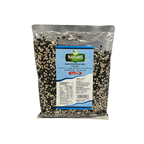 NATURES BLACK URID DAL CHILKA (SPLIT) WITH SKIN 500G